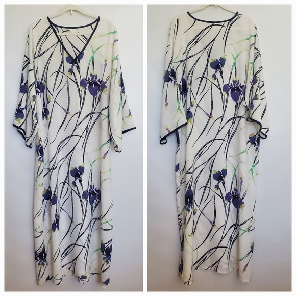 NATORI Other - NATORI DRESS KAFTAN KIMONO MAXI FLORAL LIGHT-WEIGHT BLUE WHITE PURLPLE WOMEN XXL